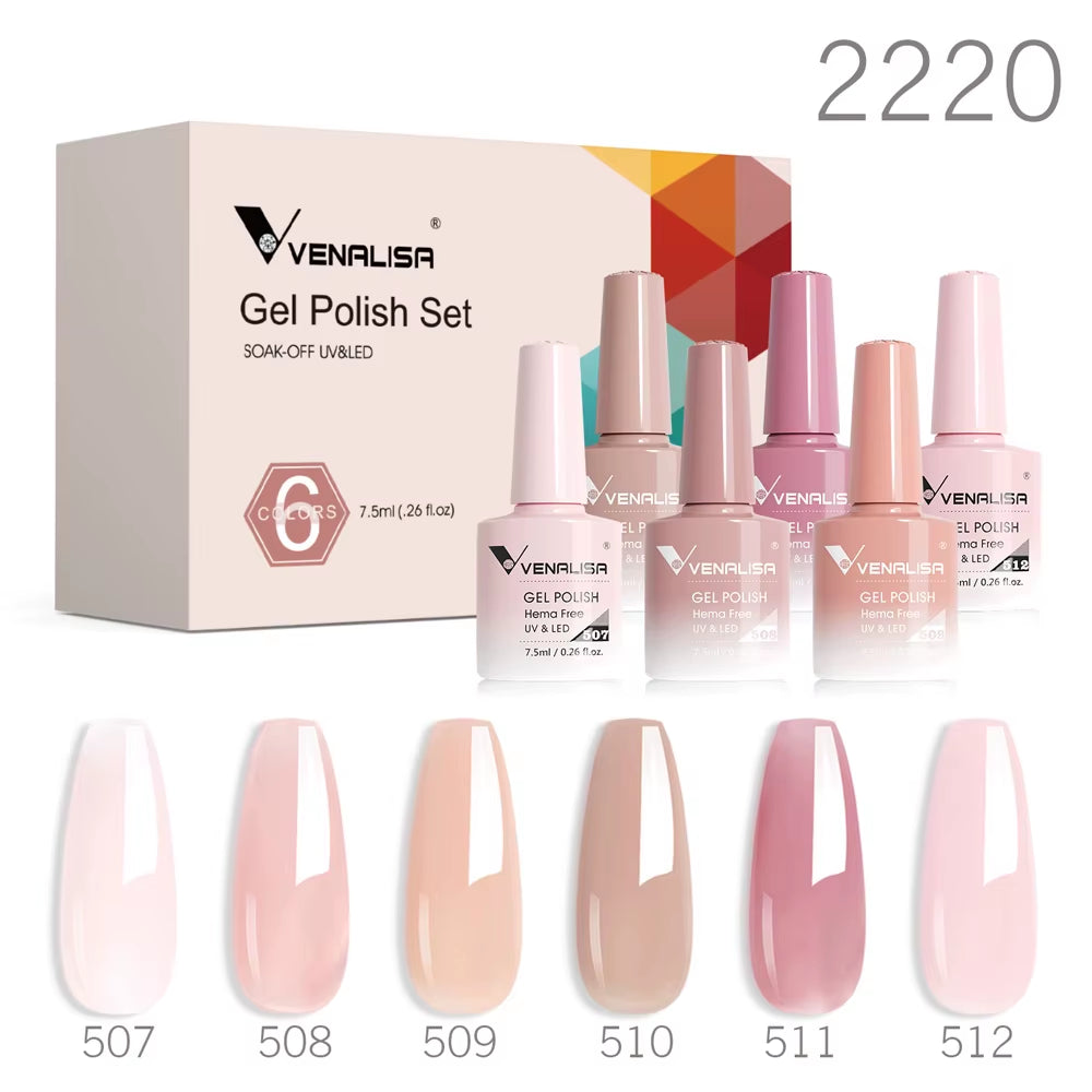 Color Nail Gel Polish Kit Jelly Pink Semi-Transparent HEMA FREE Self Leveling Nude Natural Pink Nail Manicure Set
