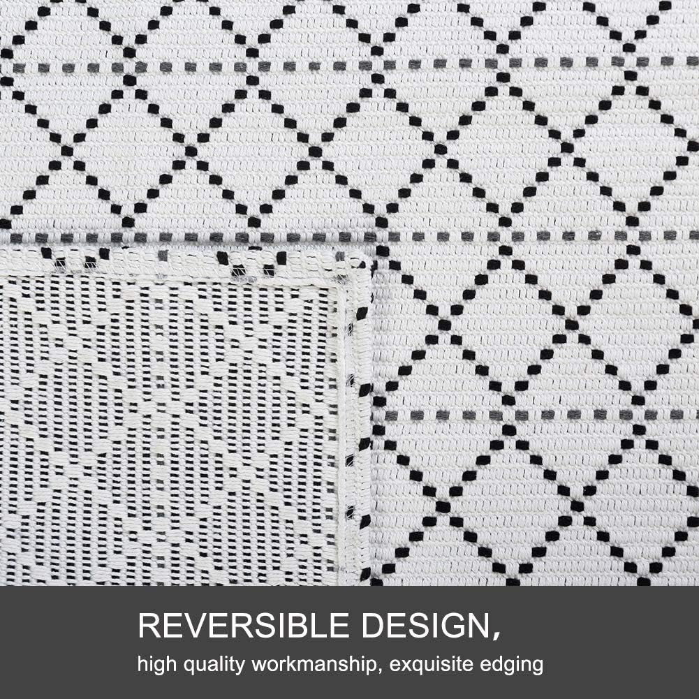 Boho Bathroom Rug, Boho Rug Kitchen Runner Washable Bath Rug, Woven Small Cotton Bohemian Tribal Farmhouse Tassel Moroccan Boho Bath Mat for Bedroom Hallway 4'X6'