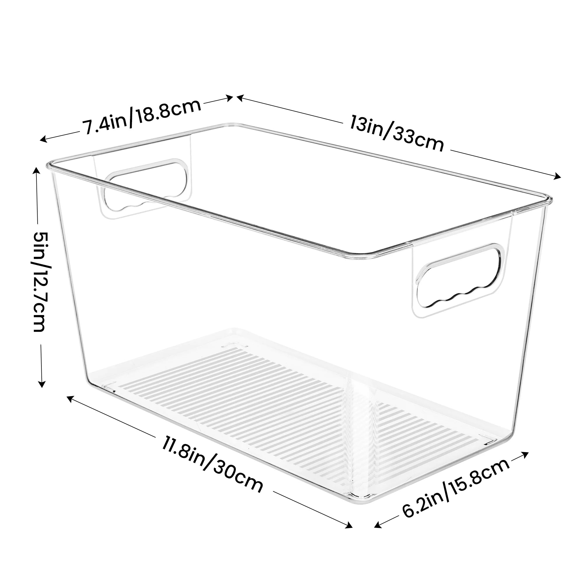 4 Pack Clear Plastic Storage Bins with Handles,  Pantry Organizer Bins, for Refrigerator, Freezer, Cabinet, Kitchen, Countertops, X-Large