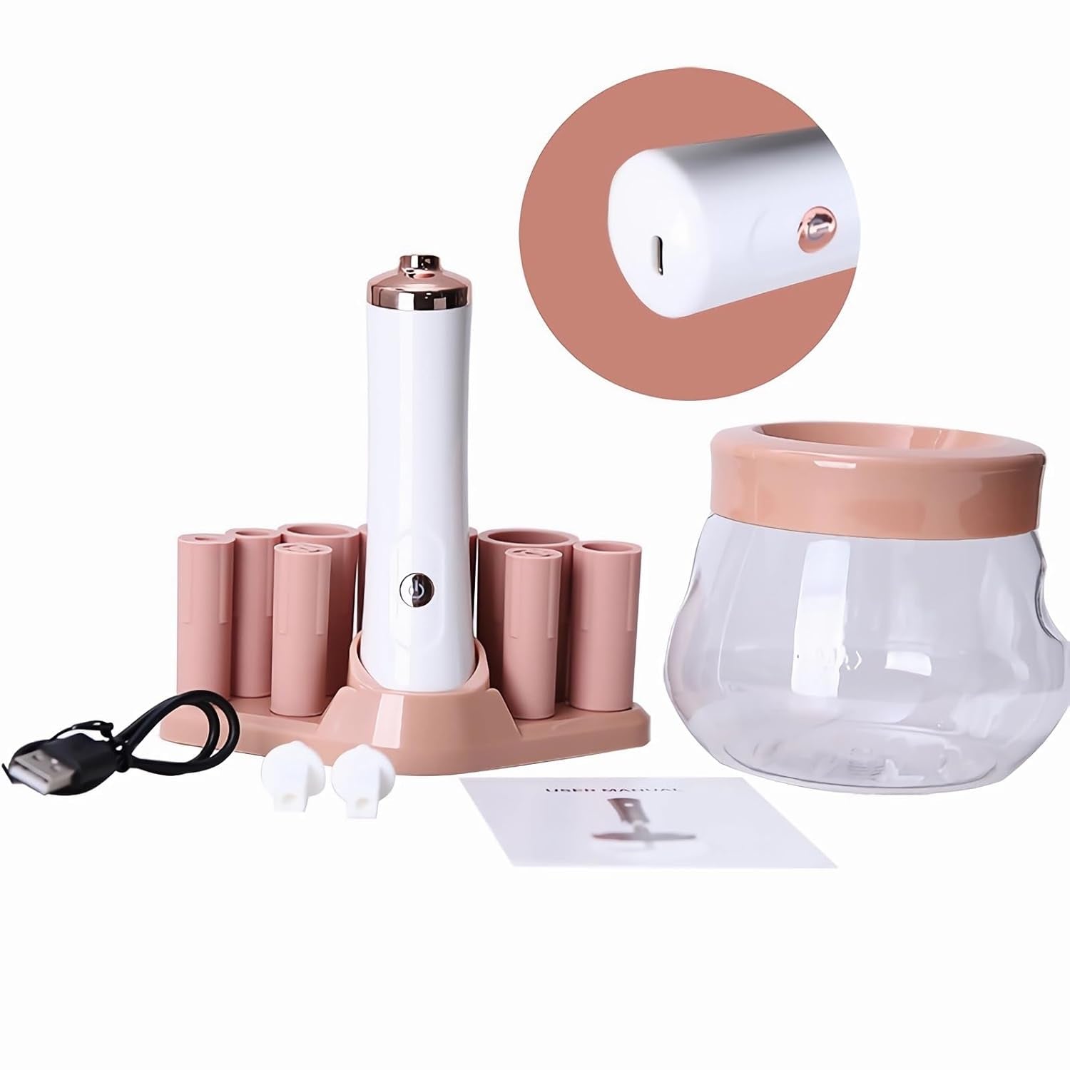 Electric Makeup Brush Cleaner, Multi-Functional Makeup Brush Cleaner Machine with 8 Brush Collars, Automatic Spinner with Cleaning Bowl, Professional Makeup Brush Tools