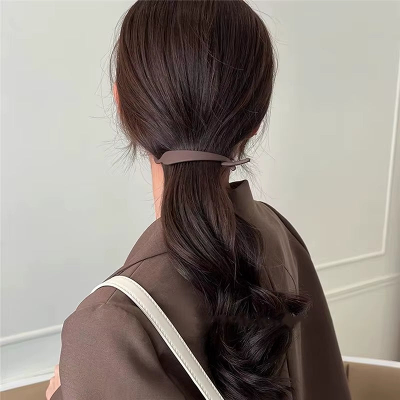 2PCS Matte Hair Clamps, Black & Brown Banana - Shaped Clips, Trendy Hair Accessories for Women'S Chic Updos