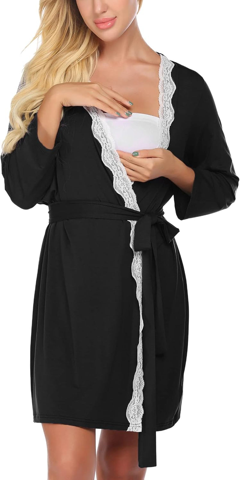 Maternity Nursing Robe Labor Delivery Nightgown Pregnancy Breastfeeding Gown Hospital Bathrobes Dress S-XXL