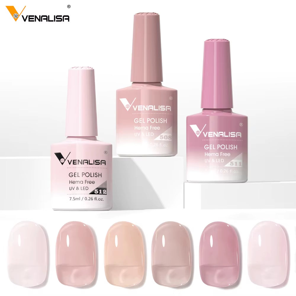 Color Nail Gel Polish Kit Jelly Pink Semi-Transparent HEMA FREE Self Leveling Nude Natural Pink Nail Manicure Set