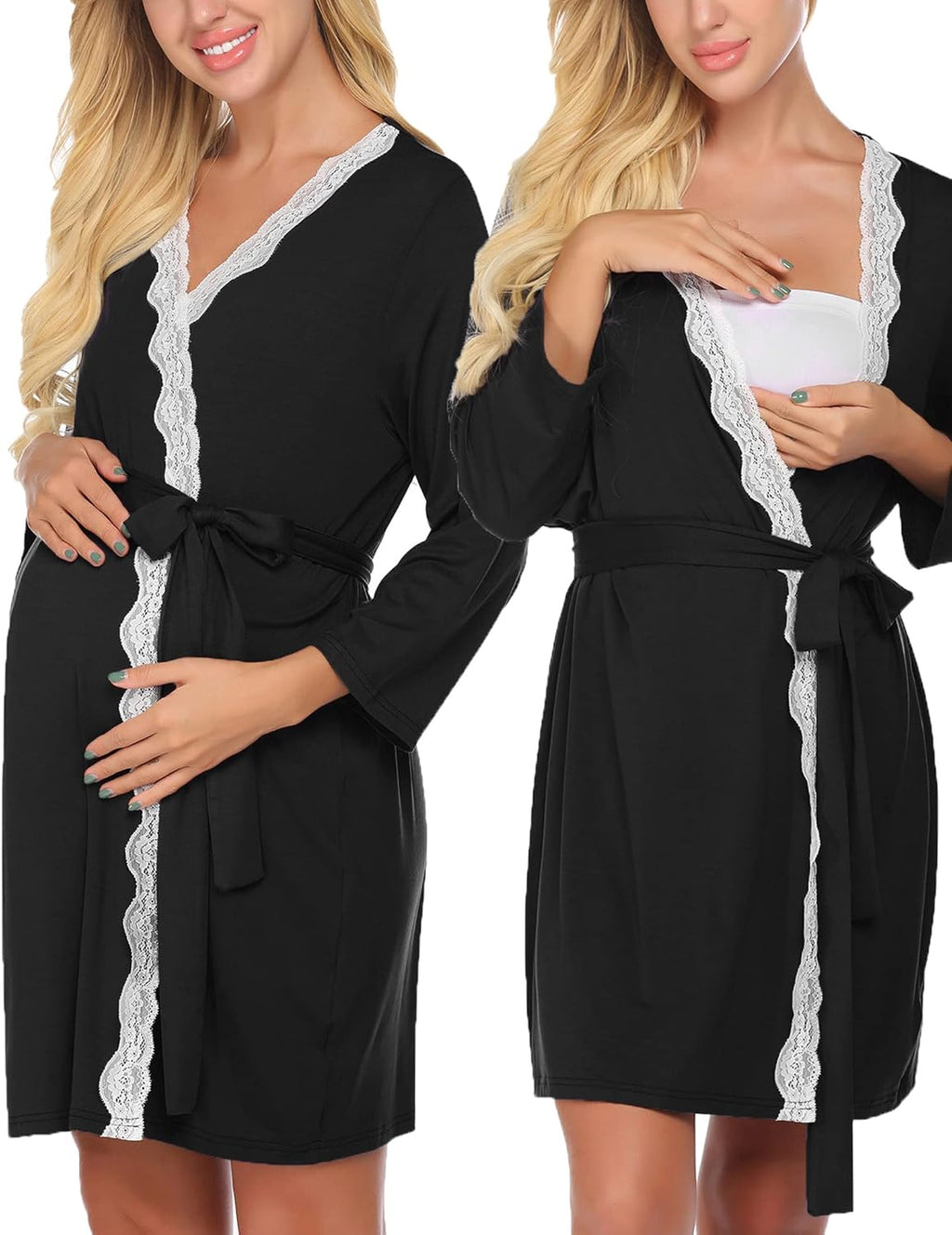 Maternity Nursing Robe Labor Delivery Nightgown Pregnancy Breastfeeding Gown Hospital Bathrobes Dress S-XXL