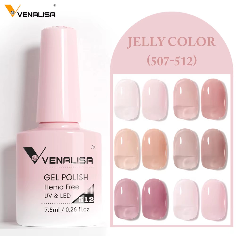 Color Nail Gel Polish Kit Jelly Pink Semi-Transparent HEMA FREE Self Leveling Nude Natural Pink Nail Manicure Set