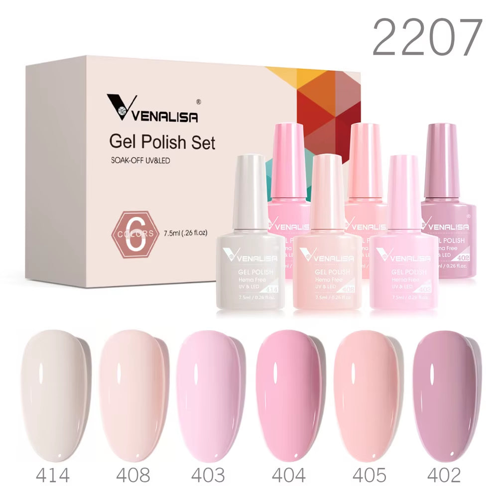 Color Nail Gel Polish Kit Jelly Pink Semi-Transparent HEMA FREE Self Leveling Nude Natural Pink Nail Manicure Set