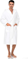 Mens Hooded Robe Cotton Terry Cloth Towel Bathrobe Soft Shower Bath Robes for Men XS to 4X