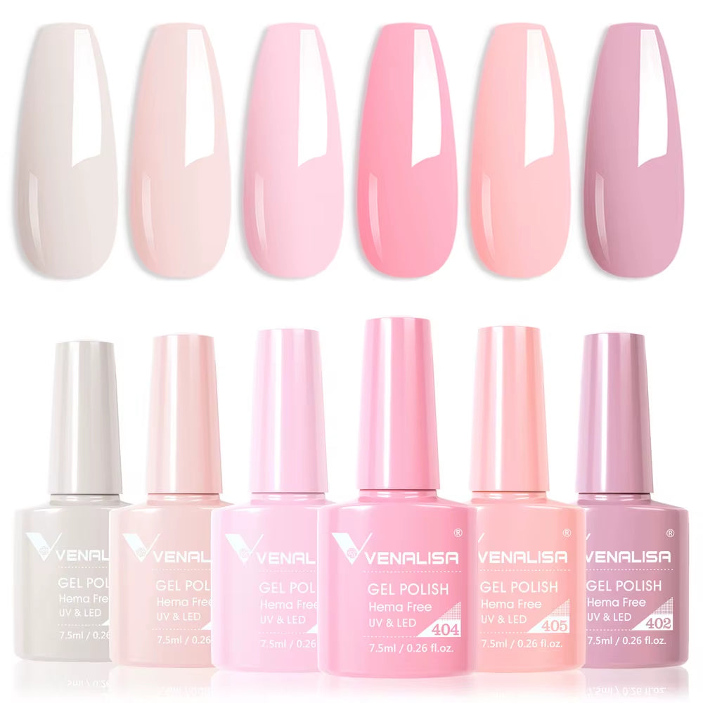 Color Nail Gel Polish Kit Jelly Pink Semi-Transparent HEMA FREE Self Leveling Nude Natural Pink Nail Manicure Set