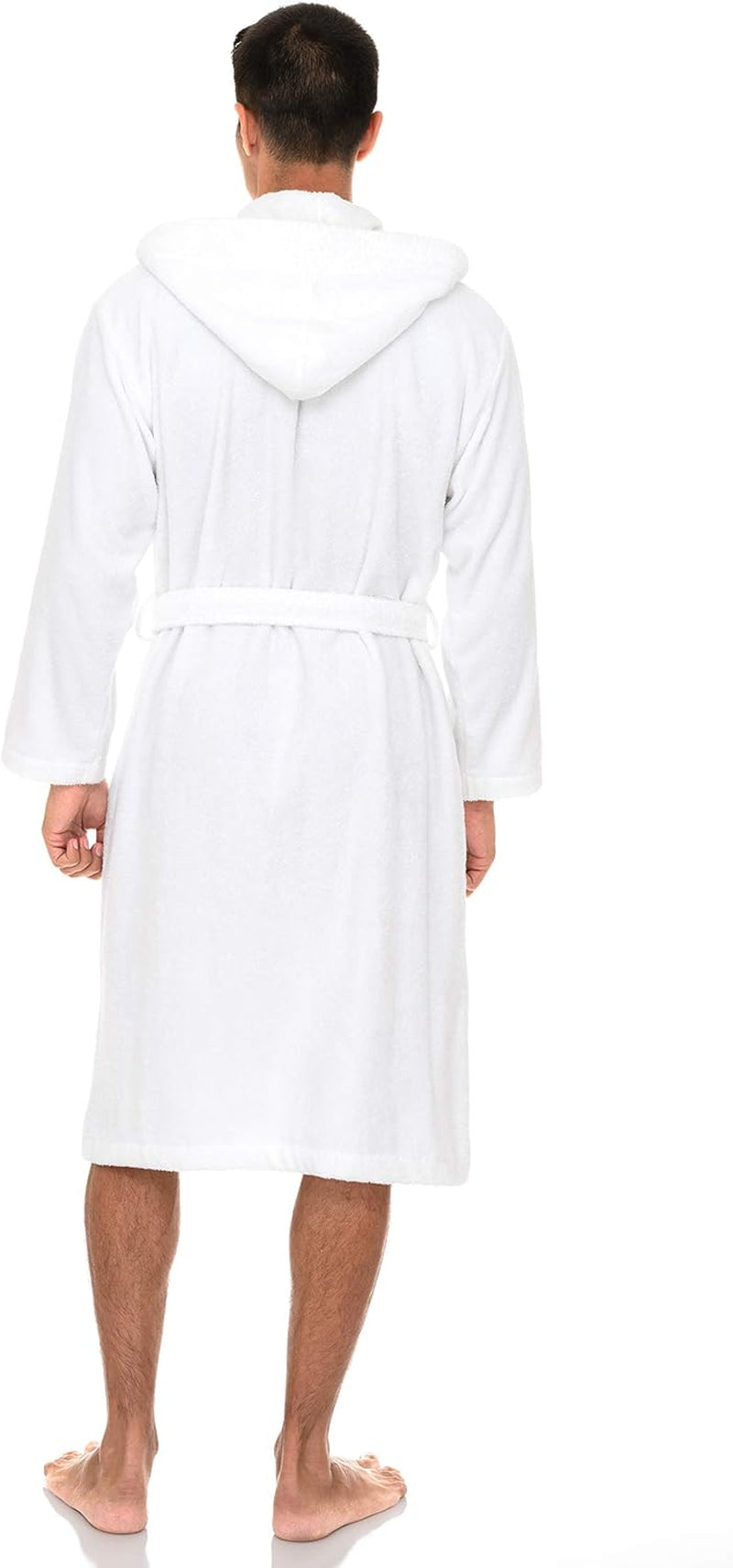 Mens Hooded Robe Cotton Terry Cloth Towel Bathrobe Soft Shower Bath Robes for Men XS to 4X